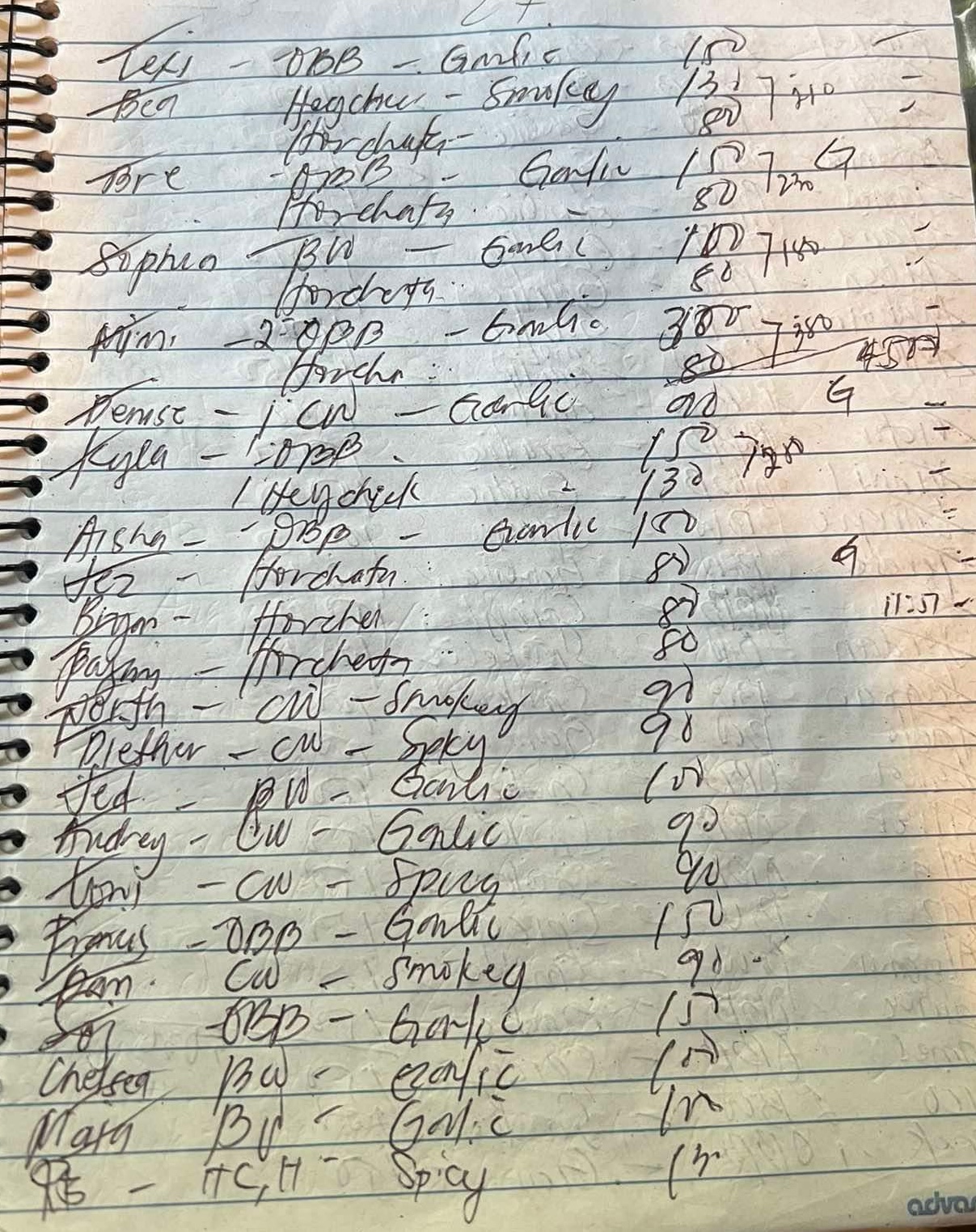 Sample handwritten logbook